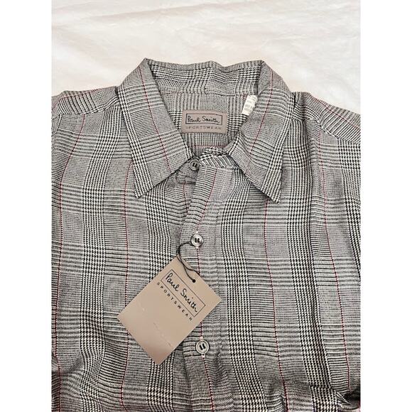 New Paul Smith Shirt Black Cream Red Plaid Button Down Shirt - Picture 6 of 8